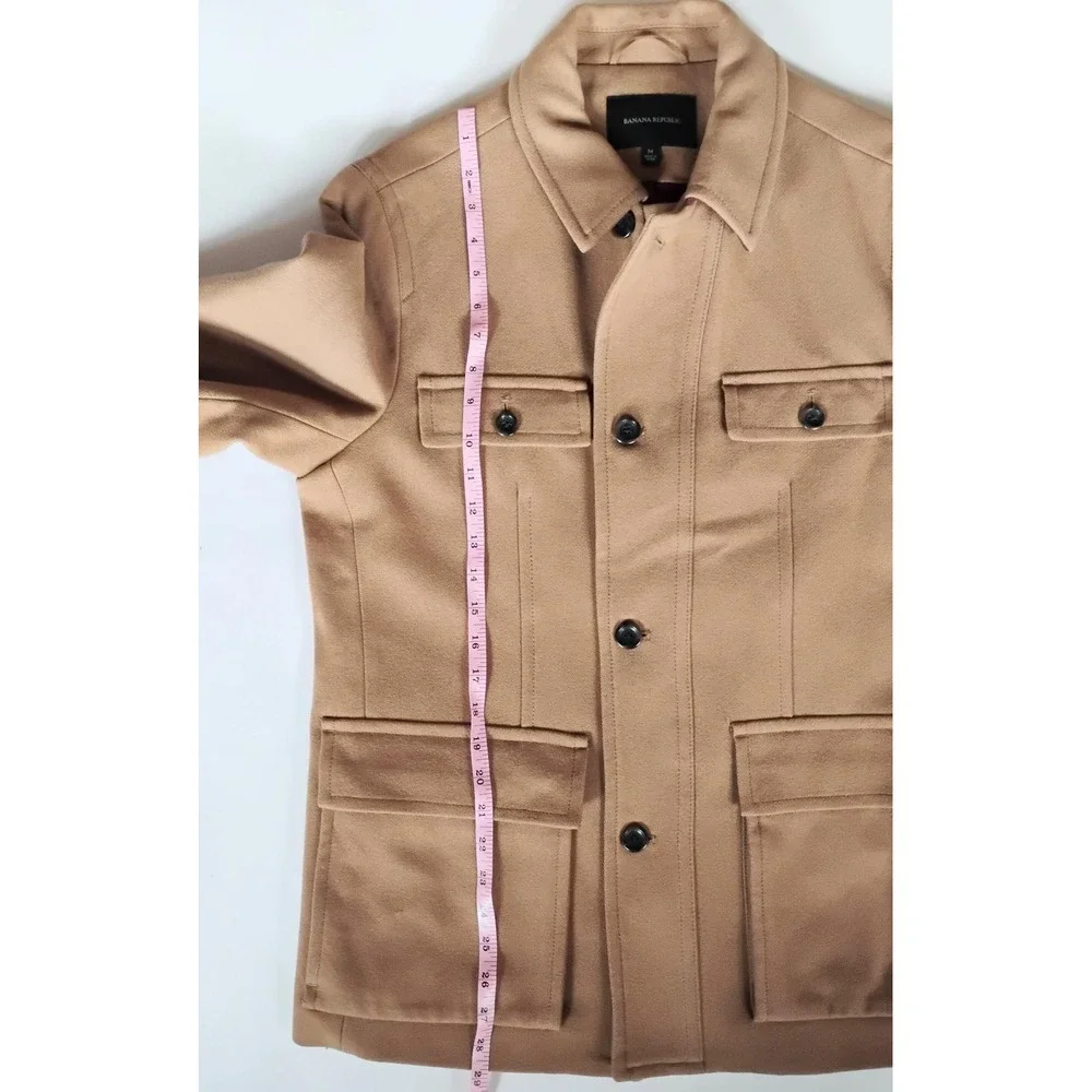 Banana Republic Field Jacket Mens Size M Camel Tan Italian Wool Blend Vintage